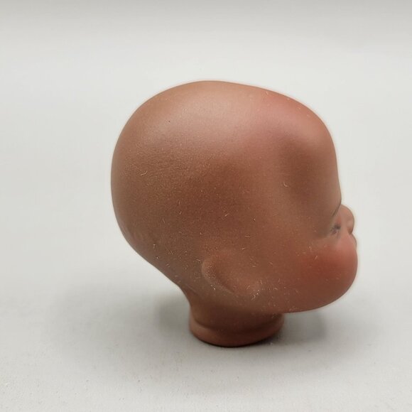Sugar Lump Porcelain Bisque Brown Doll Head Repro Painted Face Closed Eyes - Picture 4 of 8